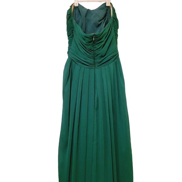 Badgley Mishka green strapless chiffon ruched full length gown - Picture 10 of 10